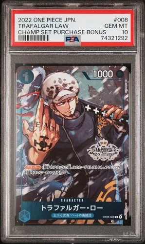 PSA 10 One Piece Japanese Trafalgar Law ST03-008 Championship Set Purchase
