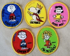 Complete Set 1971 Peanuts Sew-On Patches Weber's Bread Premium Snoopy Charlie