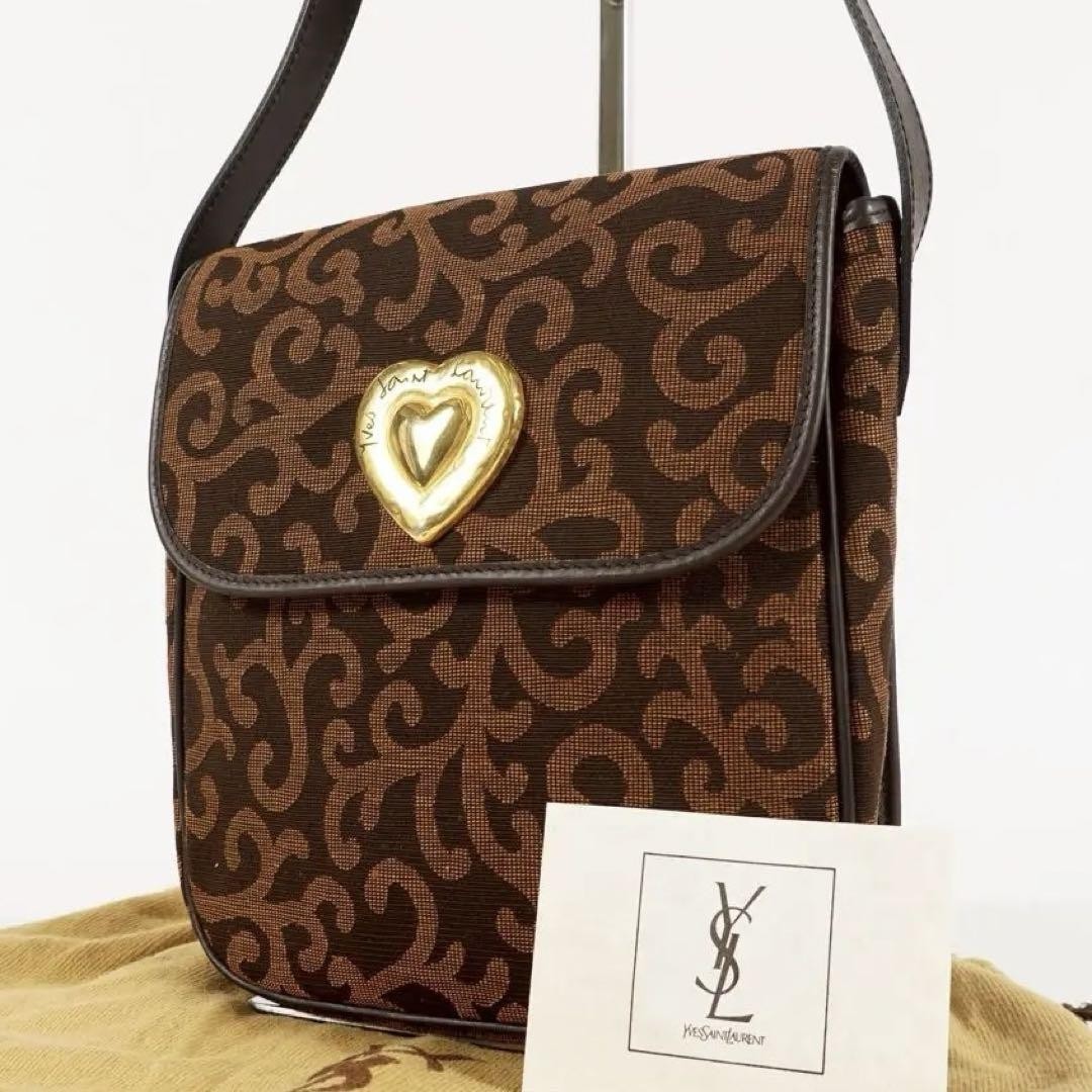 Borsa a tracolla Yves Saint Laurent in ottime condizioni motivo cuore metallo marrone