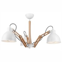 Deckenleuchte Holz Metall Verstellbare Arme Weiß Wohnzimmer Deckenlampe Tiasia