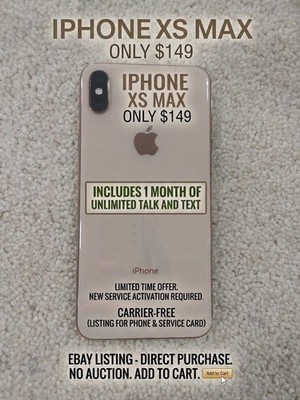 Apple iPhone XS Max 64GB Gold\ UNLOCKED    includes 1 MONTH unlimited service!