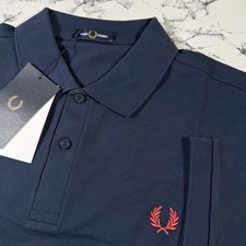 FRED PERRY Mens Tennis Blue Plain Polo Shirt SIZE XL M6000 Z66 Authentic NEW