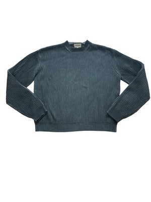 K-TWO Studios Ribbed Sweater Medium Gray Dyed Fisherman Knit Crewneck Cotton