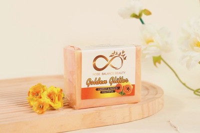 Rose Balance Beauty Golden Glitter Carrot Papaya Soap Bar Youthful Orange