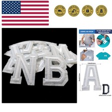 Iron on Letter Patches 52 Pieces,White Letter Patches Alphabet Embroidered Pa...