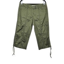 Loft Womens Marisa Green Cargo Capri Pants Size 12 NWT