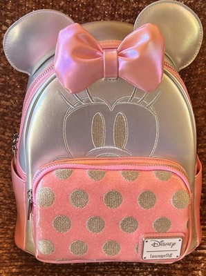 Loungefly Disney Platinum Pink Polka Dot Minnie Mouse Mini