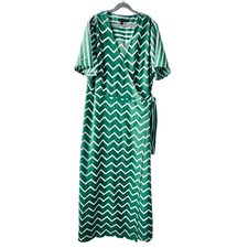 Who What Wear Green Chevron Wrap Midi Dress Plus Size XXL Resort Coastal Cottage