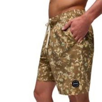 $74 Prana Men's Metric E-Waist Shorts 8'' - Retro Olive Digbloom - Small -New Tag