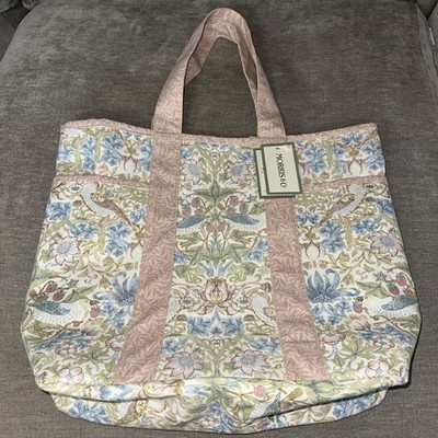 Morris & Co-William Morris Strawberry Thief Tote Bag Contrasting Handles Pockets