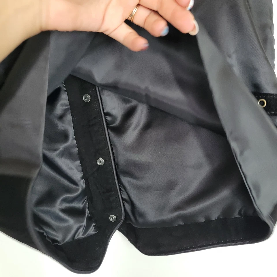 Vtg Marsh Landing Large Black Leather Button up Vest Suede Sleeveless Western - Image 4 of 4