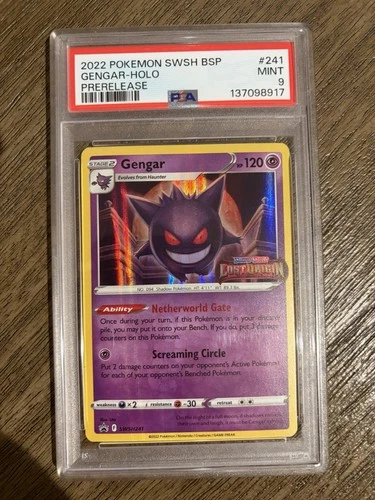 Pokémon TCG Gengar SWSH241 Prerelease Holo Promo Sword & Shield PSA 9 2022