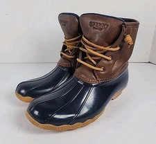 Sperry SP-Saltwater Navy Duck Boots Youth Girls Size 4M Waterproof