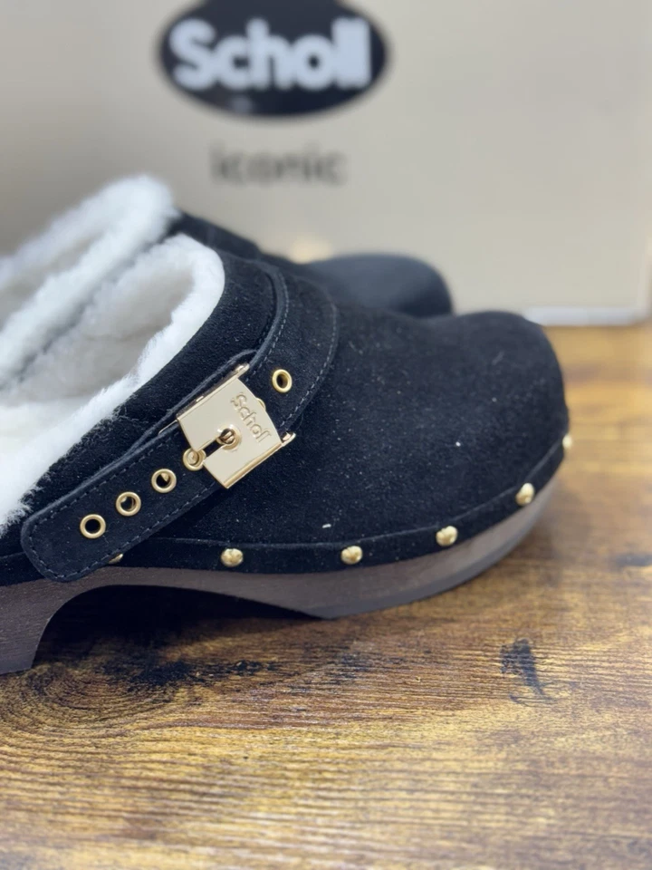 Scholl Pescura Robin Sabot Femme Suède Noir Casual Clogs 41 - Photo 4/4