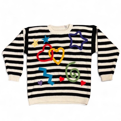 Vintage GITANO Funky Striped Sweater 🎨🖤🤍