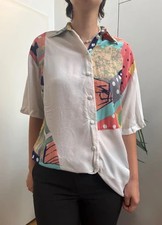 Vintage Patchwork Bluse 90er, Mustermix Bunt,...