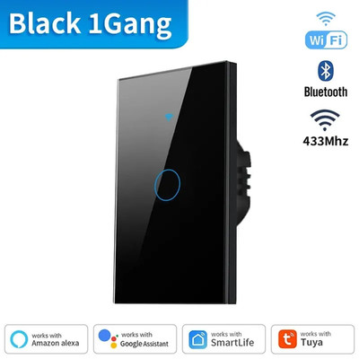 Tuya US Wifi+Bluetooth Smart Wall Switch RF433 1/2/3/4 Gang Smart Touch Sensor L