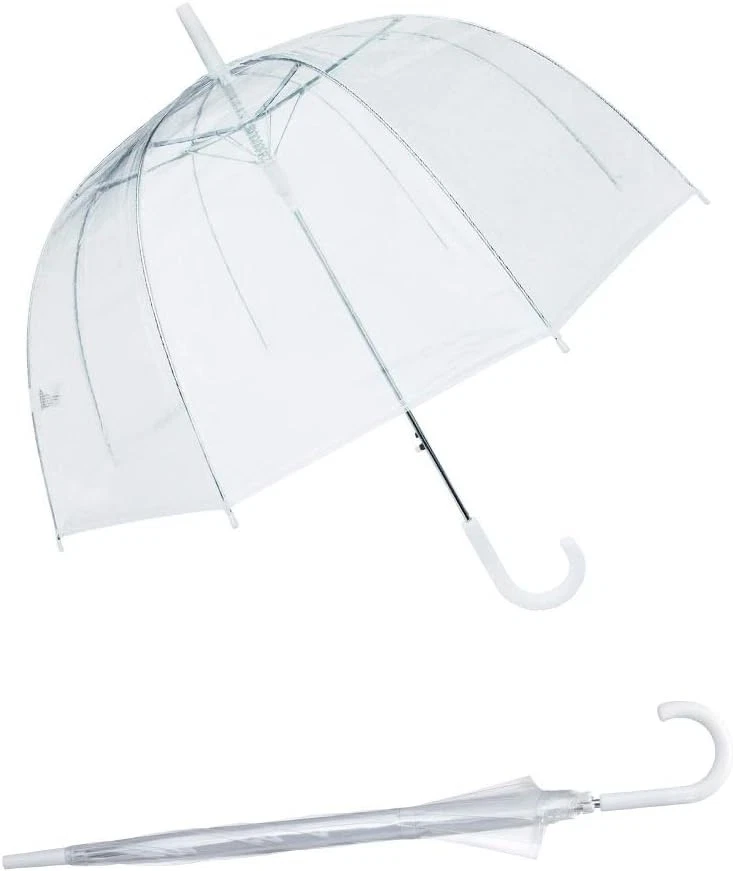Sara Rain 46" Adulto Transparente Burbuja Paraguas Auto Abierto Moda Forma de Cúpula Foto 3 de 3
