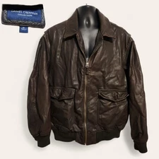 Daniel Cremieux Collection XL Mens Brown Genuine Leather Bomber Jacket Heavy