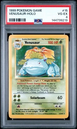 Pokémon Venusaur 15/102 Base Set Holo Rare 1999 PSA 4 English