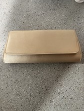 La Regale Evening Purse/Clutch  Gold Satin/Sateen with Long Beaded Strap