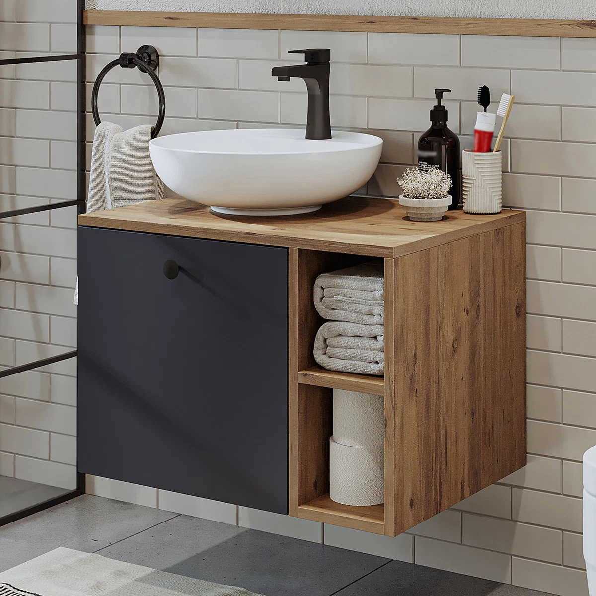 Juego de 2 muebles de baño Roomart LOTUS-I-65 • Lavabo con armario bajo