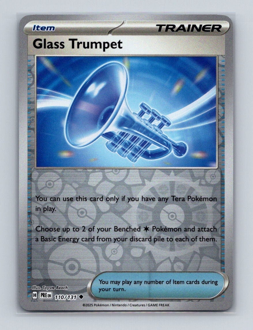 Glass Trumpet 110 2025 Pokemon Prismatic Evolutions Reverse Holo Card NM+ (a)