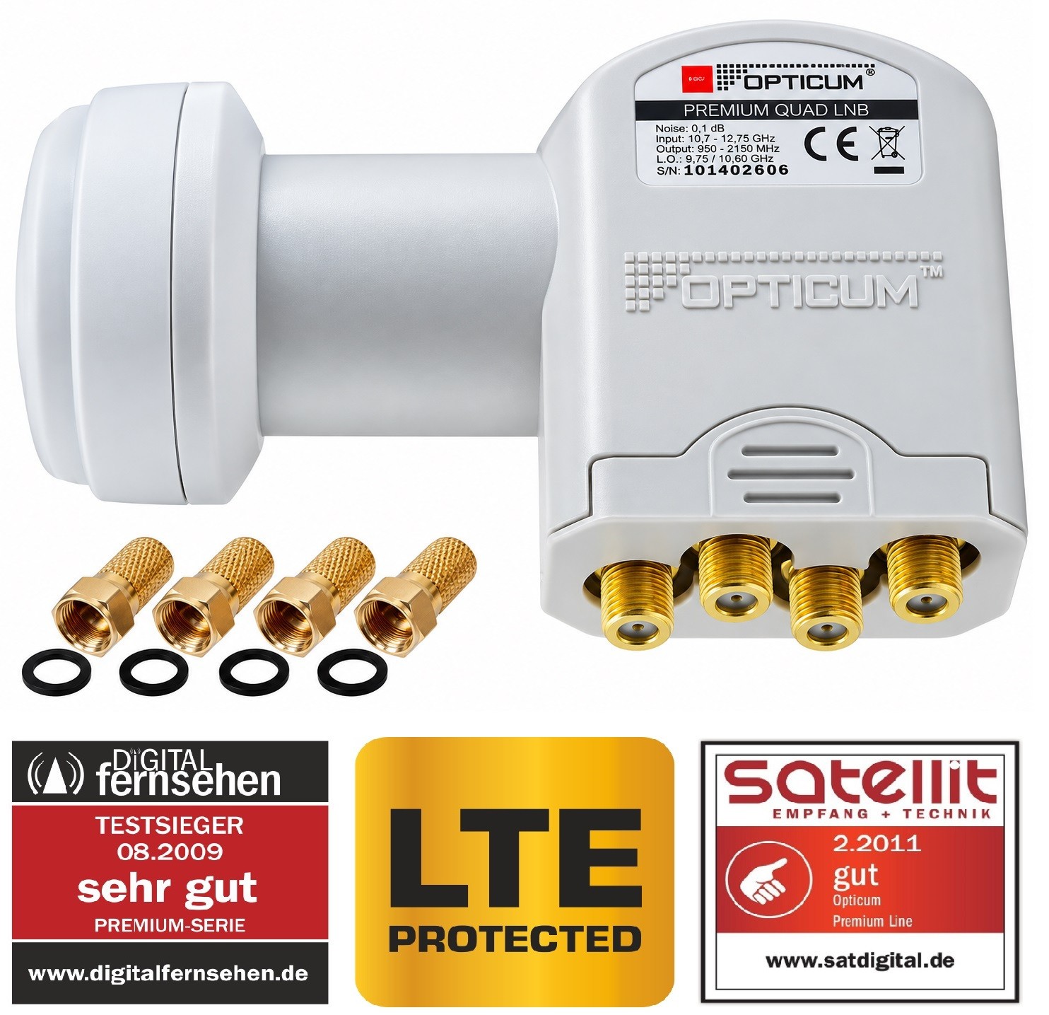 Opticum LQP-04H (Quad LNB, 40mm), LNB, Weiss - Bild 2