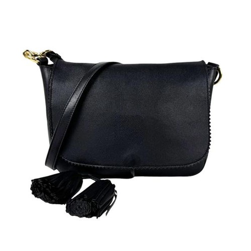 LOEWE Anagram Shoulder Bag Black Leather Gold Hardware Main Body Only