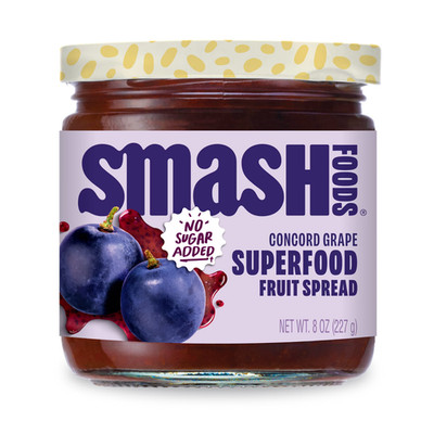 Smash Foods, Grape Jam, No Sugar Added, Low-Calorie, Vegan (1 Jar)