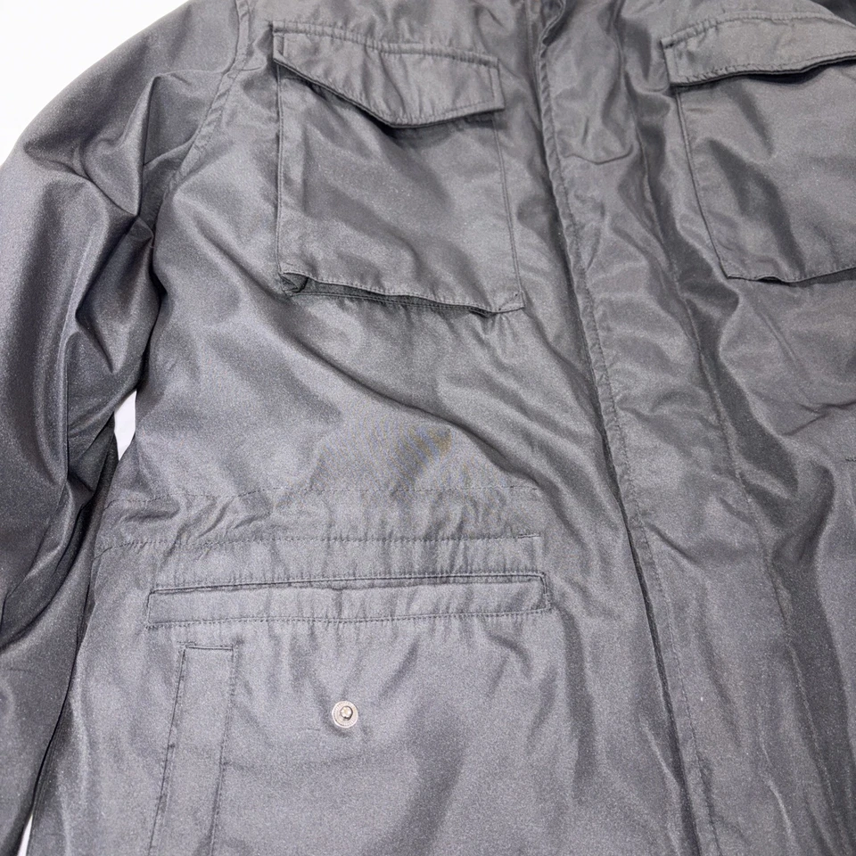 Chaqueta Michael Kors Para Hombre Mediana Cremallera Completa A Presión Negra Capucha Oculta Preppy Militar Foto 2 de 4