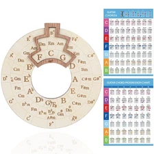 Round Melody Chord Tool with Guitar Chord Chart, 6.3 inches Circle of Fifths ...