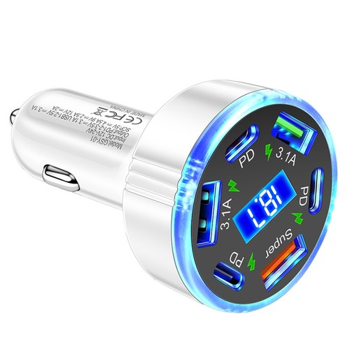 Chargeur Voiture Affichage LED avec Adaptateur 6 Ports Type C pour une Charge Ef - Photo 12 sur 36