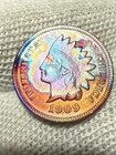 1909 Indian Head Penny Cent ~ Lustrous Red Hue AU++ Toned