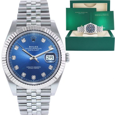 2024 NEW Rolex DateJust 41 Blue Diamond Jubilee White Gold Fluted 126334 Watch
