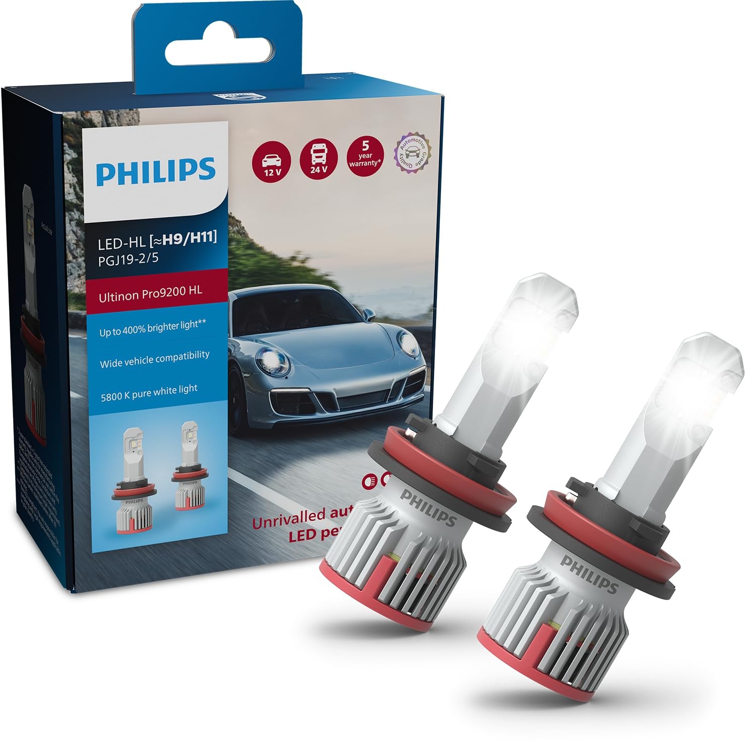 Philips Ultinon Pro9200 LED lampadina fari auto (H9/H11), +400%, 5.800K, (u1t)