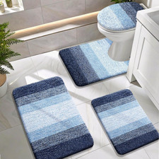 Bathroom Rug set 4 piece Bathroom Rugs set 4 non slip Toilet Lid Cover Bath Mats