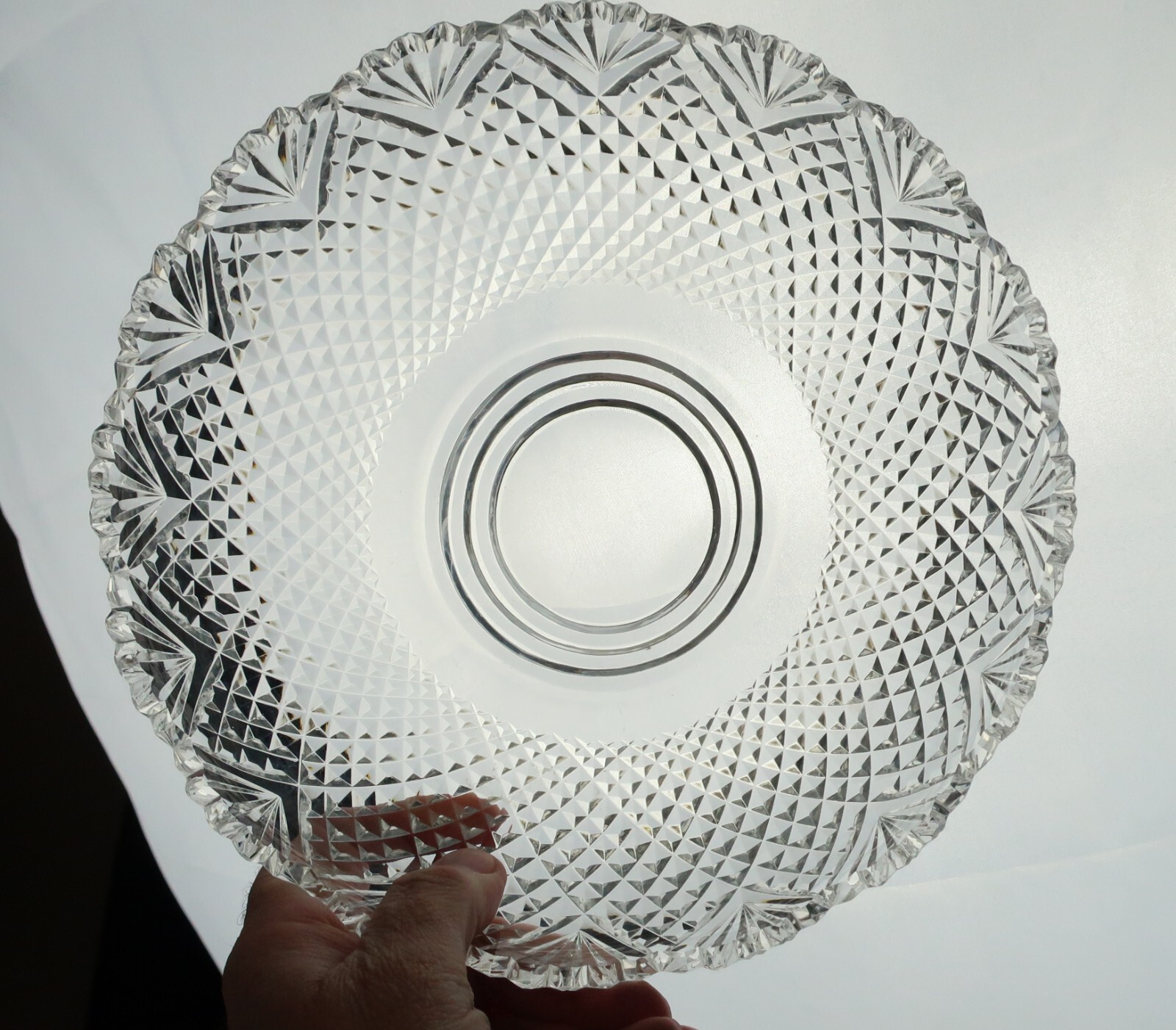 Antique Silver Plate Cut Crystal Swan Tazza Table Centerpiece Bowl Compote Glass