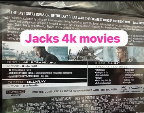 saving private ryan 4k UHD +Bluray Wick Bond Gun 1917 Dunkirk Fury Tombstone Saw - Picture 2 of 4