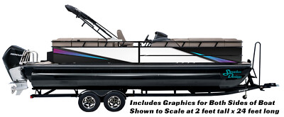 Purple Blue White Grey Lines Vinyl Graphic Decal Bass Fishing Pontoon Wrap Boat