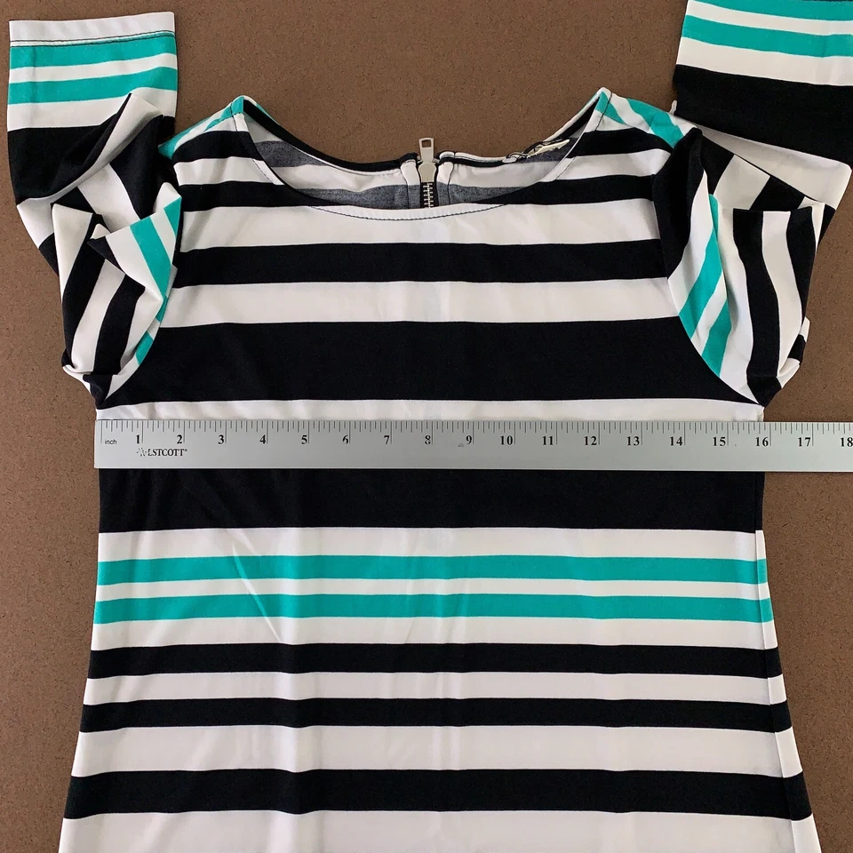 Платье-футляр женское Haani размер Small черное белое синее в полоску с длинным рукавом - Изображение 4 из 4