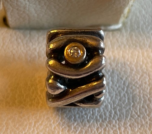 PANDORA 14K GOLD SILVER DANCING DIAMOND CHARM 790352D ABSTRACT EYE 925 ALE
