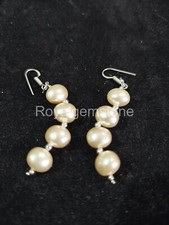 Orecchini Pendenti In Oro Bianco 18 Carati (750) Con Perle Coltivate – 24 Mm – Chiusura A Pressione – Donna - 4