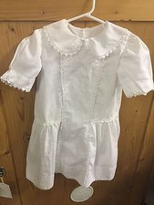 Vintage White Embroidered Dress with Lace Trim  Child's Size 6-8