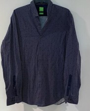 HUGO BOSS Men's Long Sleeve Button-Up Shirt Navy Polka Dot Size Large