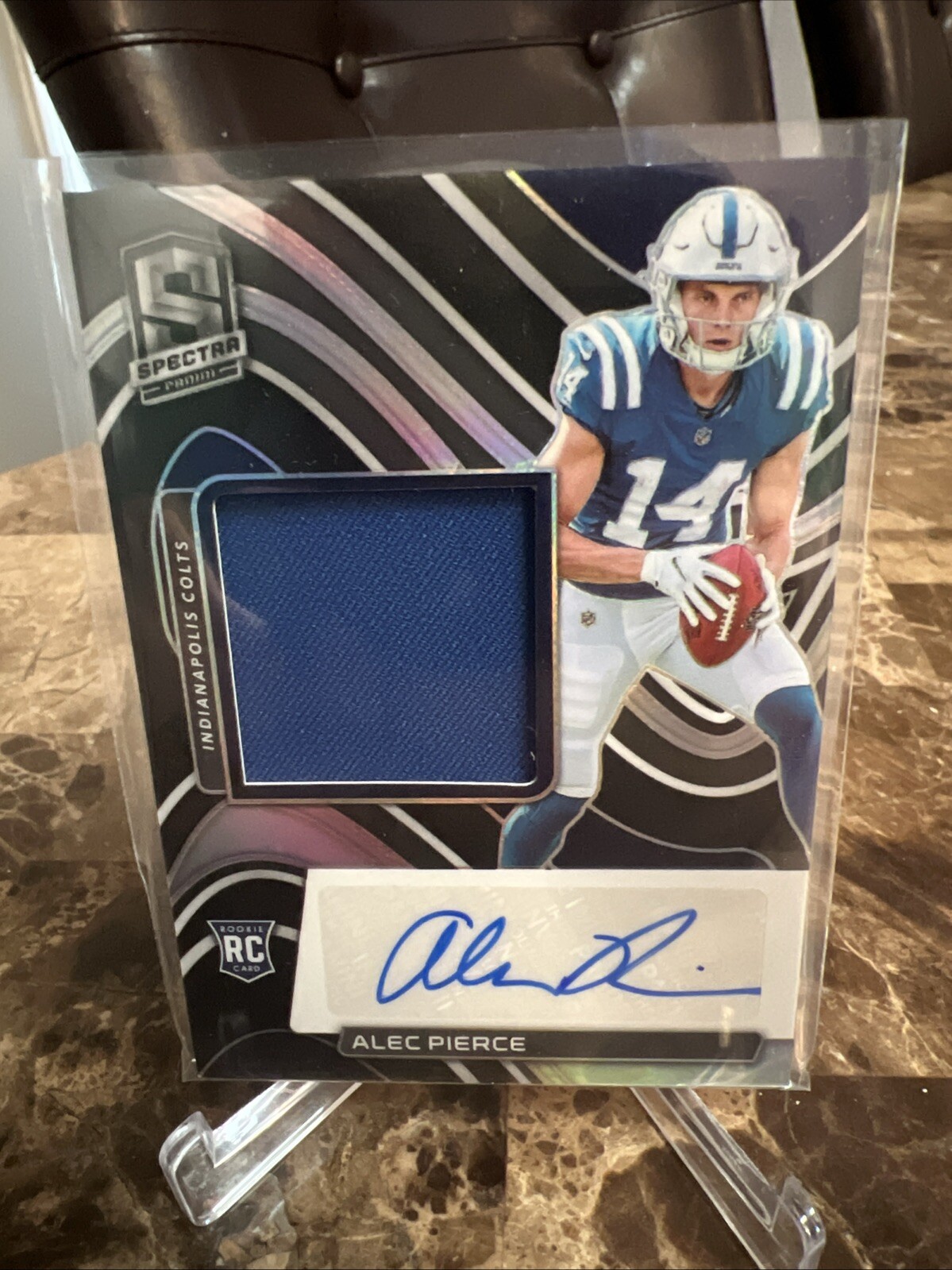 2022 PANINI SPECTRA #219 ALEC PIERCE ROOKIE PATCH AUTO PRIZM /125 RPA RC COLTS