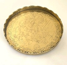 Vintage Chinese Etched Brass Wall Hanging Tray with Fu (Good Fortune) Character & Bird Motifs — listing 2