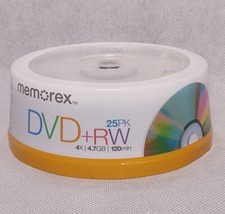 25 Pack Memorex DVD RW 4X 4.7GB 120 Min Rewritable Discs New Sealed Pkg