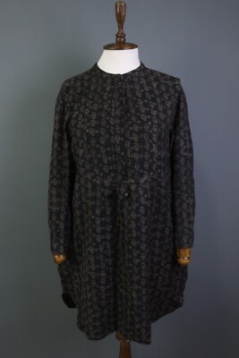 Toast Brown Floral Wool Long Sleeve Belted Button A-Line Sweater Dress