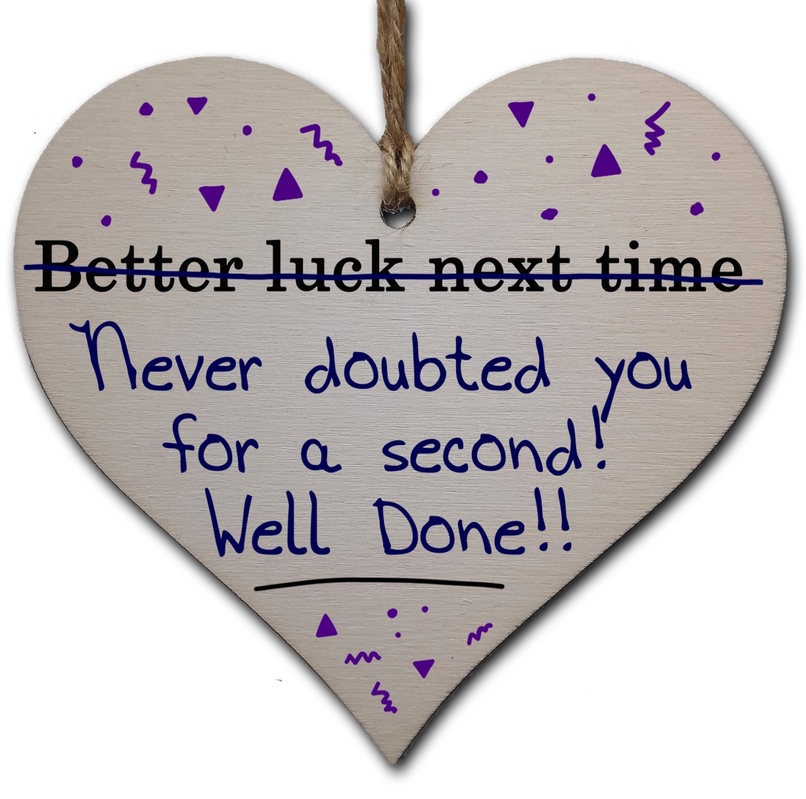 Handmade Wooden Hanging Heart Plaque Gift Novelty Fun Well done on Passing Your